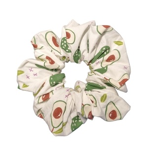 Βαμβακερό scrunchie με τύπωμα αβοκάντο - ύφασμα, λαστιχάκια μαλλιών