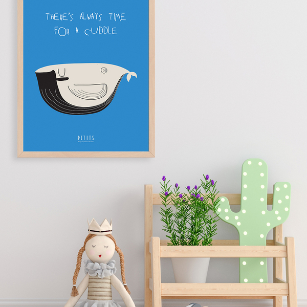 Παιδικό ξύλινο κάδρο με αφίσα 21x30cm | DREAMING OF A WHALE IN THE SEA | Χαρτί illustration 200gr - πίνακες & κάδρα, παιδικό δωμάτιο, παιδικά κάδρα - 3