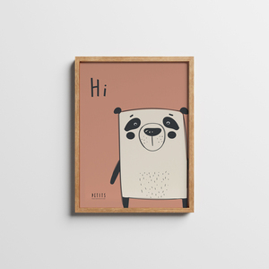ANIMAL LOVER | THE PANDA | Παιδικό φυσικό ξύλινο κάδρο 30x40cm με χαρτί illustration 200gr - πίνακες & κάδρα, παιδικό δωμάτιο, ζωάκια, παιδικά κάδρα
