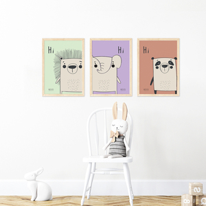 ANIMAL LOVER | THE PANDA | Παιδικό φυσικό ξύλινο κάδρο 30x40cm με χαρτί illustration 200gr - πίνακες & κάδρα, παιδικό δωμάτιο, ζωάκια, παιδικά κάδρα - 2