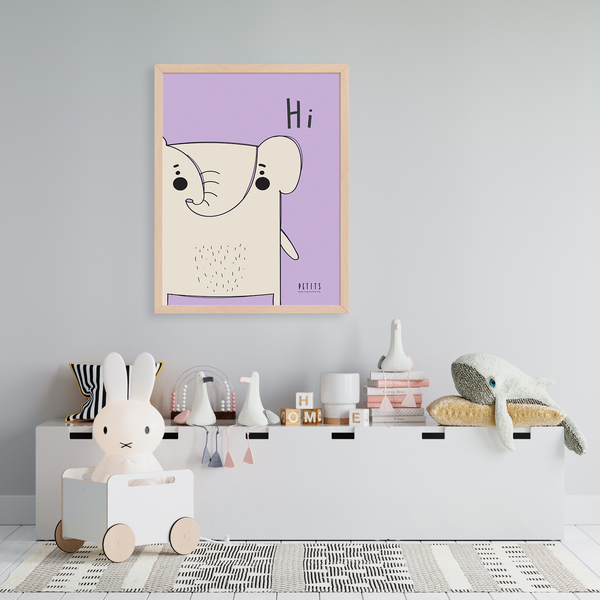 ANIMAL LOVER | THE ELEPHANT | Παιδικό φυσικό ξύλινο κάδρο 30x40cm με χαρτί illustration 200gr - πίνακες & κάδρα, παιδικό δωμάτιο, ζωάκια, παιδικά κάδρα - 3