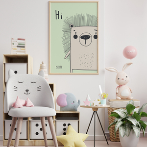 ANIMAL LOVER | THE HEDGEHOG | Παιδικό φυσικό ξύλινο κάδρο 30x40cm με χαρτί illustration 200gr - πίνακες & κάδρα, παιδικό δωμάτιο, ζωάκια, παιδικά κάδρα - 3