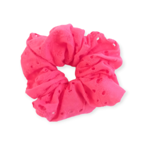 scrunchie λαστιχάκι μαλλιών μπροντερί φούξια - ύφασμα, λαστιχάκια μαλλιών