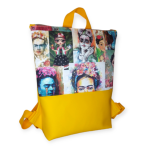 Backpack Frida Kahlo κίτρινο 35*33*9cm - ύφασμα, πλάτης, all day, frida kahlo - 3