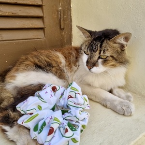 Βαμβακερό scrunchie με τύπωμα αβοκάντο - ύφασμα, λαστιχάκια μαλλιών - 2