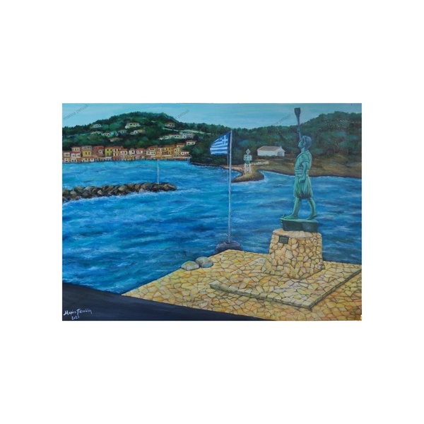 Καμβάς 50Χ35εκ τελάρο εκτύπωση έργου "Παλαιό λιμάνι Γαΐου" - εκτύπωση, πίνακες & κάδρα, καμβάς, πίνακες ζωγραφικής