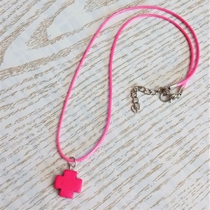 Cord necklace με σταυρό από χαολίτη - ημιπολύτιμες πέτρες, σταυρός, τσόκερ, κοντά, δώρα για γυναίκες - 4