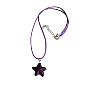 Cord necklace με μωβ αστερία από χαολίτη - ημιπολύτιμες πέτρες, κοχύλι, τσόκερ, κοντά, δώρα για γυναίκες