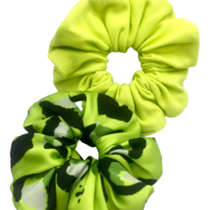 Σετ υφασμάτινα λαστιχάκια για τα μαλλιά scrunchies ''fresh lime'' μεσαίου μεγέθους (medium) 2 τμχ - ύφασμα, κορίτσι, για τα μαλλιά, λαστιχάκια μαλλιών - 2