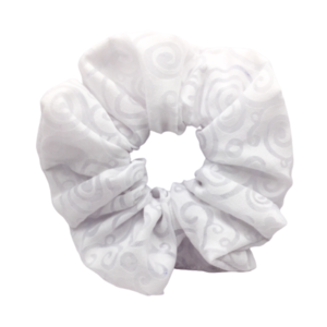 Υφασμάτινο λαστιχάκι scrunchie για τα μαλλιά 'white romance' - ύφασμα, για τα μαλλιά, λαστιχάκια μαλλιών