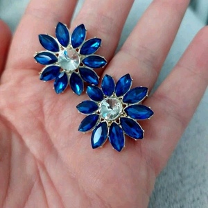 Μπλε κρυστάλλινα λουλούδια - ορείχαλκος, λουλούδι, καρφάκι, φθηνά