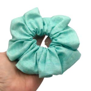 Υφασμάτινο λαστιχάκι scrunchie για τα μαλλιά ocean blue μεσαίου μεγέθους (medium) - ύφασμα, για τα μαλλιά, λαστιχάκια μαλλιών - 4