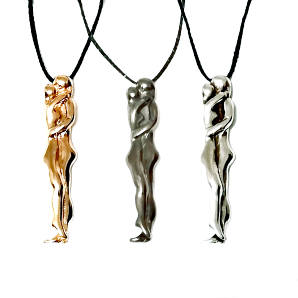 Μενταγιόν εραστές χειροποίητο unisex από German silver σε χρυσό, ασημί και gunmetal - ορείχαλκος, κολιέ, zamak
