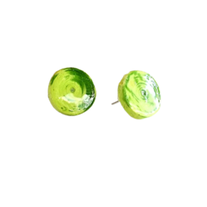 Σκουλαρίκια "Λαβύρινθος" πράσινα, διάμ: 2εκ. - χαρτί, χειροποίητα, καρφωτά, φθηνά - 3