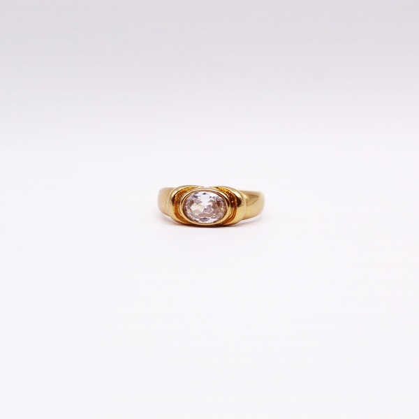 Δαχτυλίδι ατσάλινο με ζιργκόν πέτρα σε χρυσό η ασημί χρώμα. Νο 17, 18, 19 - γεωμετρικά σχέδια, ατσάλι, σταθερά, μεγάλα - 4