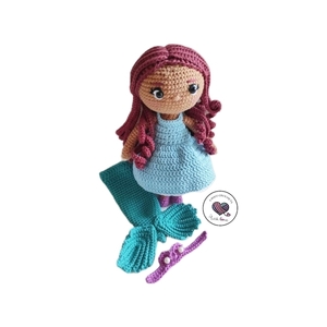 Χειροποίητη πλεκτή κούκλα γοργόνα - κορίτσι, crochet, κουκλίτσα, amigurumi, γοργόνες - 2