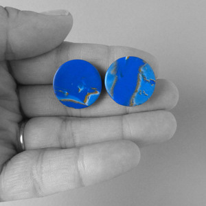 Μπλε καρφωτά σκουλαρίκια 2 cm - πηλός, καρφωτά, μικρά, καρφάκι - 3