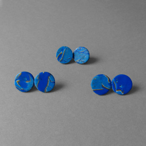 Μπλε καρφωτά σκουλαρίκια 2 cm - πηλός, καρφωτά, μικρά, καρφάκι - 4