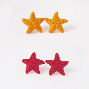 Αστερίες Καρφωτά σκουλαρίκια απο πολυμερικό πηλό - πηλός, καρφωτά, μικρά, καρφάκι