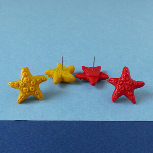 Αστερίες Καρφωτά σκουλαρίκια απο πολυμερικό πηλό - πηλός, καρφωτά, μικρά, καρφάκι - 2