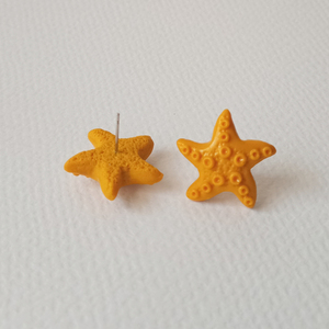 Αστερίες Καρφωτά σκουλαρίκια απο πολυμερικό πηλό - πηλός, καρφωτά, μικρά, καρφάκι - 5