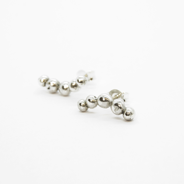 Σκουλαρίκια Πολλαπλές Μπίλιες - ασήμι 925, καρφωτά, boho, καρφάκι