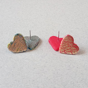 Καρδούλες Καρφωτά σκουλαρίκια 1,5 cm. - πηλός, καρφωτά, μικρά, καρφάκι - 3