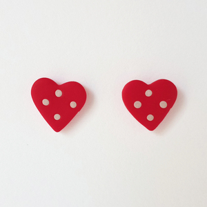 Κόκκινες καρδούλες Καρφωτά σκουλαρίκια 1,5 cm. - πηλός, καρφωτά, μικρά, καρφάκι