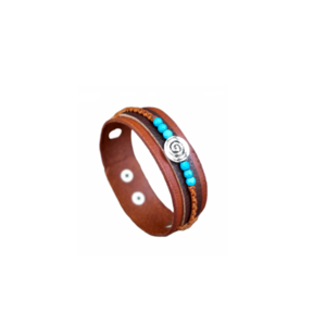 Unisex Έθνικ Καφέ Δερμάτινο Βραχιόλι Spiral, 20 Χ 2 εκ. - δέρμα, ασήμι, ημιπολύτιμες πέτρες, charms, boho