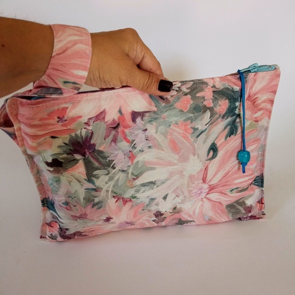 Γυναικεία χειροποίητη τσάντα φάκελος φλοράλ από ύφασμα λονέτα - ύφασμα, φάκελοι, φλοράλ, all day, χειρός - 4
