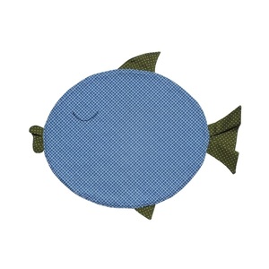 Παιδικό σουπλά (35x30 εκ.) 1 τεμάχιο - ψαράκι μπλε καρό - ύφασμα, χειροποίητα, unisex, σουπλά, για παιδιά
