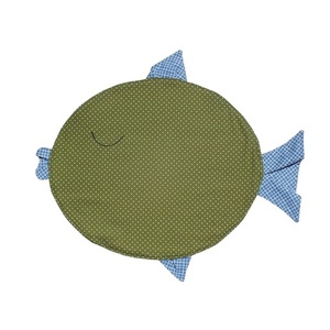 Παιδικό σουπλά (35x30 εκ.) 1 τεμάχιο - ψαράκι πράσινο πουά - ύφασμα, χειροποίητα, unisex, σουπλά, για παιδιά
