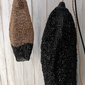 Πλεκτό Φωτιστικό Raffia Black - τοίχου, boho, οροφής - 2