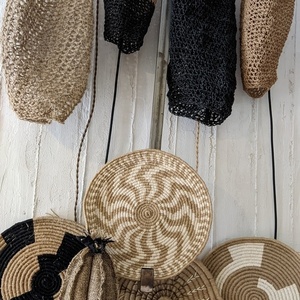 Πλεκτό Φωτιστικό Raffia Black-Beige - τοίχου, boho, οροφής - 3