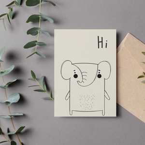 HI, ELEPHANT | NURSERY GREETING CARD | 105 × 148,5mm - γενέθλια - 2