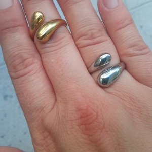 Ατσάλινο δαχτυλίδι ασημί. - επιχρυσωμένα, ατσάλι, αυξομειούμενα - 4