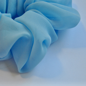 scrunchie γαλάζιο - ύφασμα, χειροποίητα, λαστιχάκια μαλλιών - 3