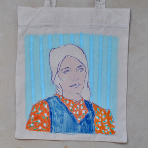 τσάντα tote bag χειροποίητη, ζωγραφισμένη στο χέρι - ύφασμα, ζωγραφισμένα στο χέρι, ώμου, all day, tote - 3