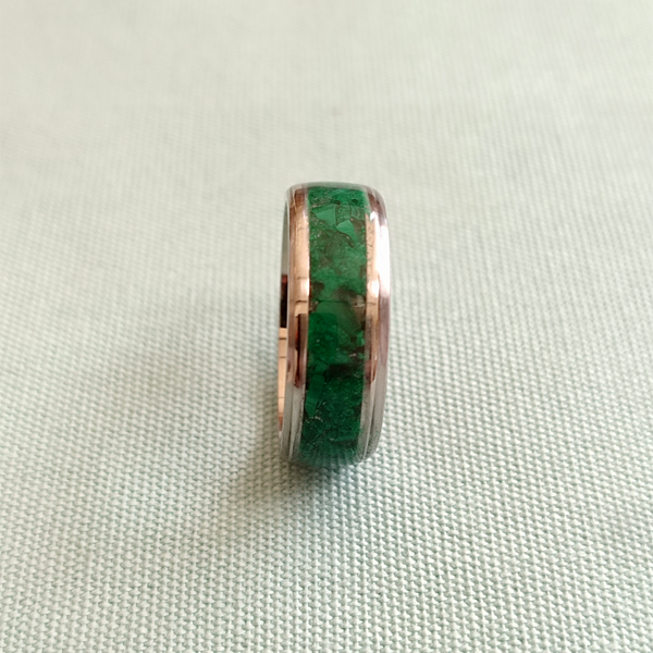 Ατσάλινο δακτυλίδι διακοσμημένο με μαλαχίτη - ημιπολύτιμες πέτρες, ατσάλι, σταθερά, φθηνά - 2