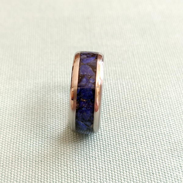 Ατσάλινο δακτυλίδι διακοσμημένο με Λάπις λάζουλι - ημιπολύτιμες πέτρες, ατσάλι, σταθερά, φθηνά - 2