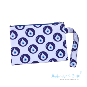 Τσαντάκι evil eyes 19x27 εκ - ύφασμα, clutch, all day, evil eye, χειρός - 3