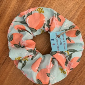 Scrunchie Ροδάκινα - ύφασμα, για τα μαλλιά, δώρα για γυναίκες, λαστιχάκια μαλλιών - 2