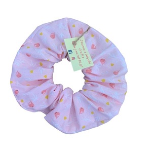 Scrunchie XL Πουλάκια σε ροζ - ύφασμα, λουλούδια, για τα μαλλιά, δώρα για γυναίκες, λαστιχάκια μαλλιών