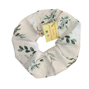 Scrunchie Πουλάκια στα κλαδιά - ύφασμα, λουλούδια, για τα μαλλιά, δώρα για γυναίκες, λαστιχάκια μαλλιών