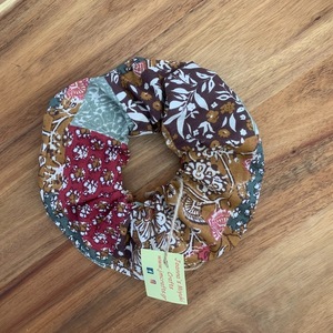 Scrunchie Patchwork boho - ύφασμα, boho, για τα μαλλιά, δώρα για γυναίκες, λαστιχάκια μαλλιών - 2