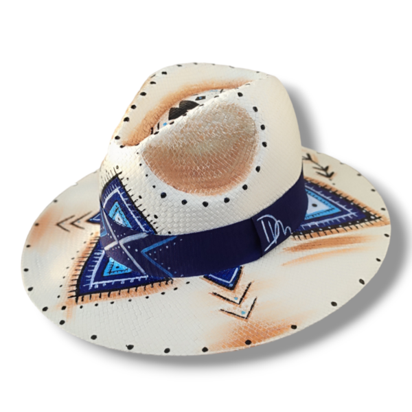 Ψάθινο καπέλο - Panama style - Boho - ζωγραφισμένα στο χέρι, απαραίτητα καλοκαιρινά αξεσουάρ, boho, ψάθινα
