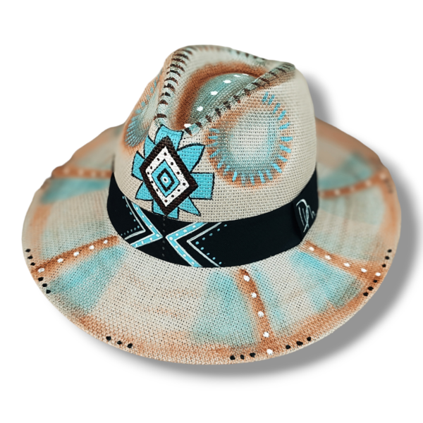 Ψάθινο καπέλο - Panama style - Grey Boho - ζωγραφισμένα στο χέρι, απαραίτητα καλοκαιρινά αξεσουάρ, boho, ψάθινα