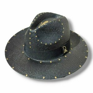 Ψάθινο καπέλο-Panama style-Black/Gold - ζωγραφισμένα στο χέρι, απαραίτητα καλοκαιρινά αξεσουάρ, boho, ψάθινα