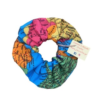 Scrunchie Προϊστορικός Χάρτης - ύφασμα, για τα μαλλιά, δώρα για γυναίκες, λαστιχάκια μαλλιών