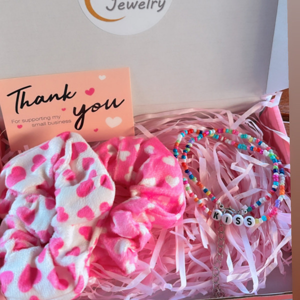 Gift box pink love - charms, χάντρες, μακριά, seed beads